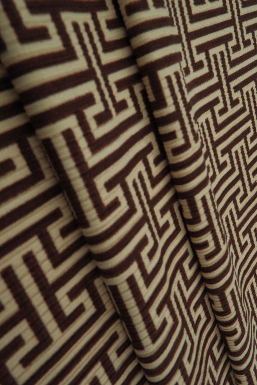 1 Yard 4x2 Yummy Rib Geo Greek Retro Print Knit Fabric Soft Stretch Polyester Spandex 58/60” Wide